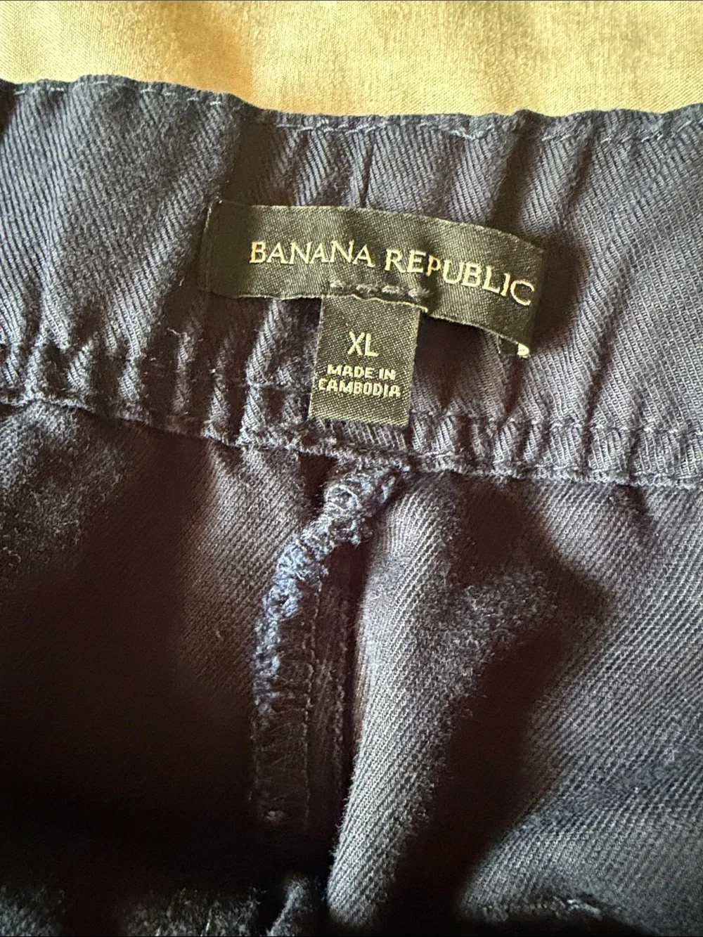Banana Republic Navy Elastic-Waist ankle length linen pants